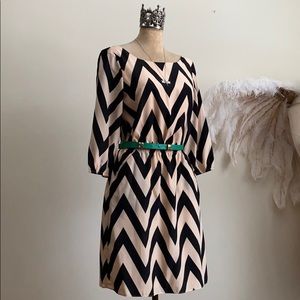 Gianni Bini black and cream chevron dress